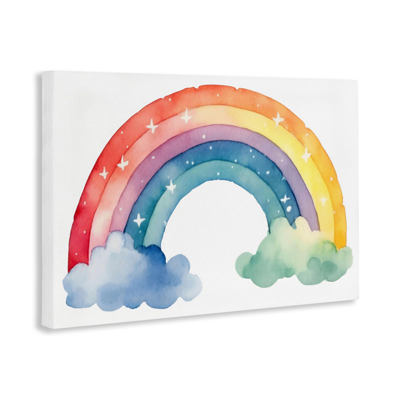Arc-en-ciel coloré avec toile d'étoiles blanches, design par Creative Studio, H 16 po x l 24 po