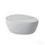 Goose Egg-Shaped Coffee Table - Light Sintered Stone Top, White PU Leather - White