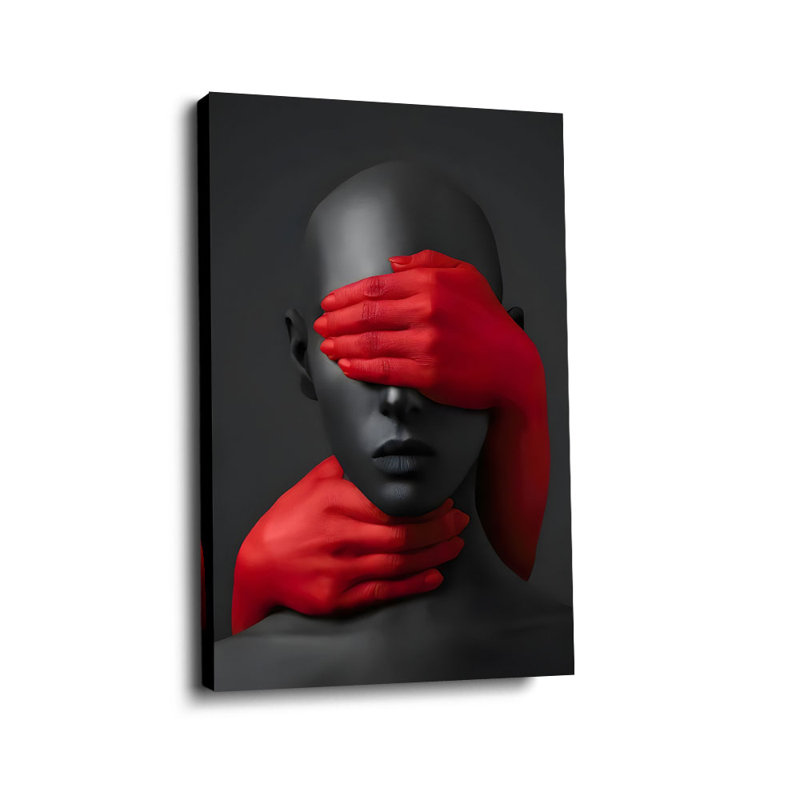 Cadre tendu Moody "Red Hands on Monicolen", 36 * 24 pouces (90 * 60 * 2cm)