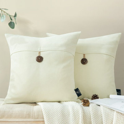 Housse de coussin texturé carré texturé 20 po avec boutons