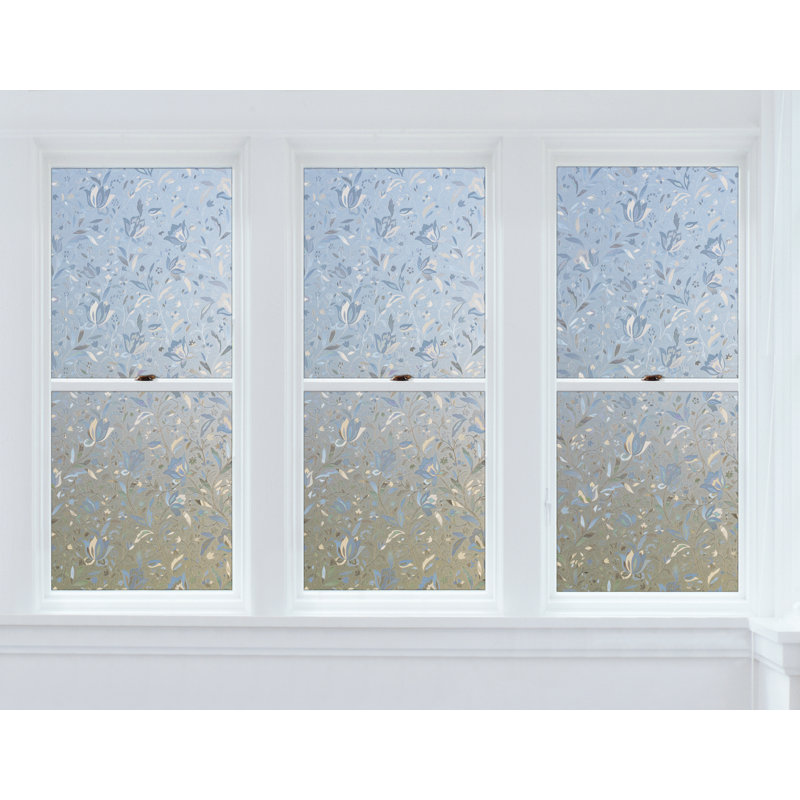 Adhésif décoratif pour porte de fenêtre à motif floral, H 47 po x l 24 po