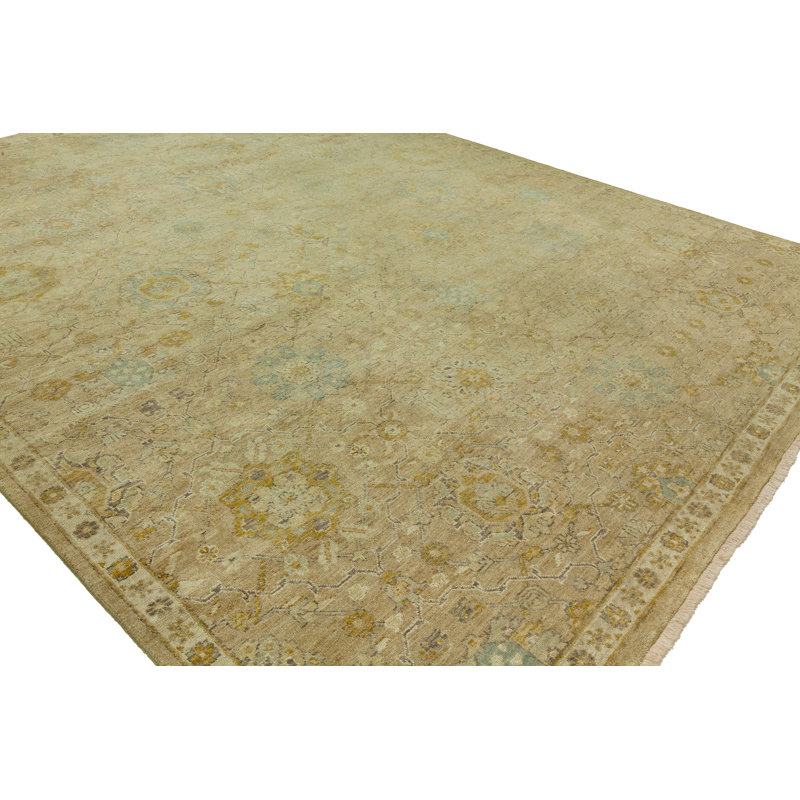 Tapis beige en laine noué à la main, Rectangle 2 pi x 3 pi