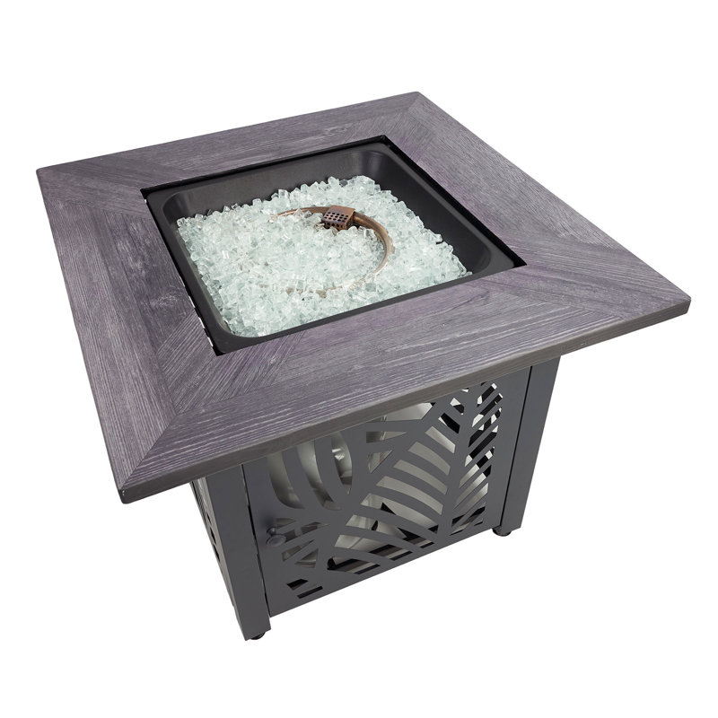 Lindsey 30 Inch Black Metal Square Gas Fire Pit Table