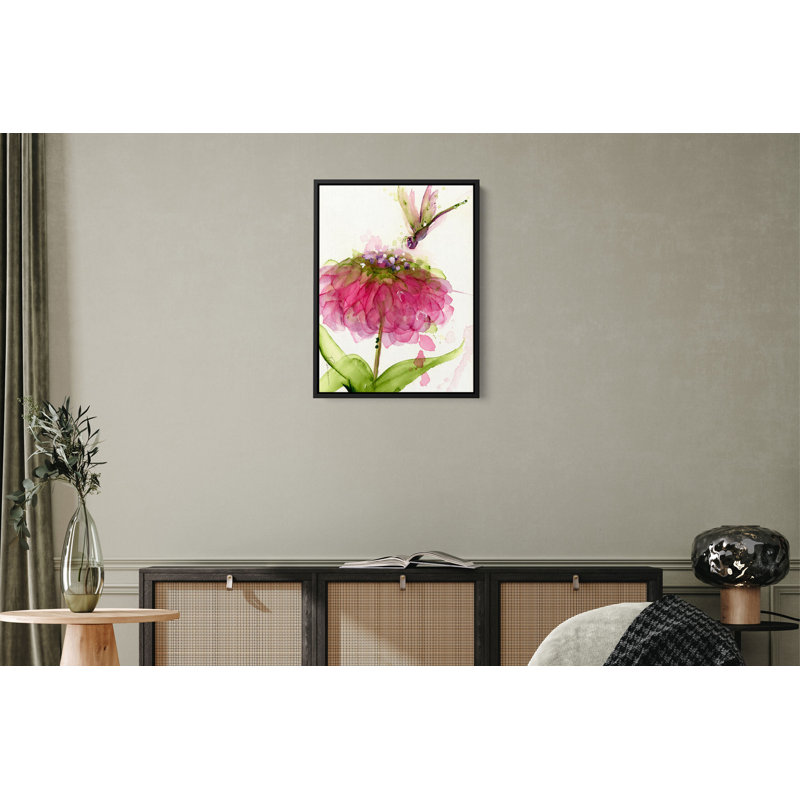 «Dragonfly and Zinnia», reproduction sur toile, H 24 po x l 18 po x P 2 po, Toile avec cadre