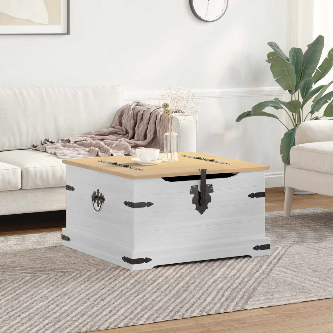 Storage box with Shelf with Storage Solid Pine Wood Chest Rectangular