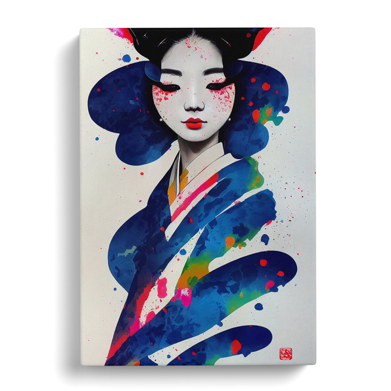 Painted Geisha No.2 - Wrapped Canvas, 50cm H x 35cm W x 3cm D