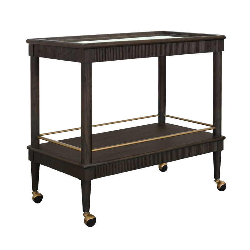 Dublin Solid Wood Bar Cart, Espresso Oak