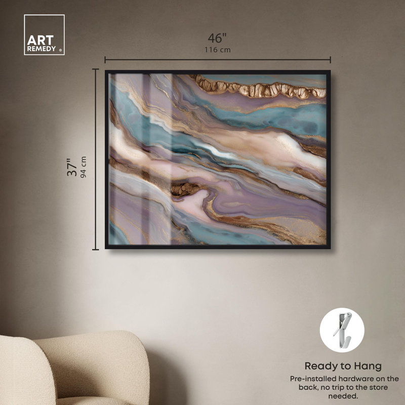 «Oceanic Amethyst Swirl Shadowbox», impression de géode par Art Remedy, H 37 po x l 46 po, Noir