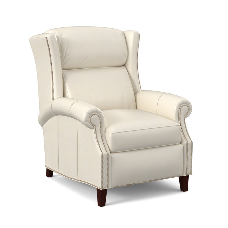 Broderick Recliner, #9 Nickel, Outsider Raven Genuine Leather, Mahogany