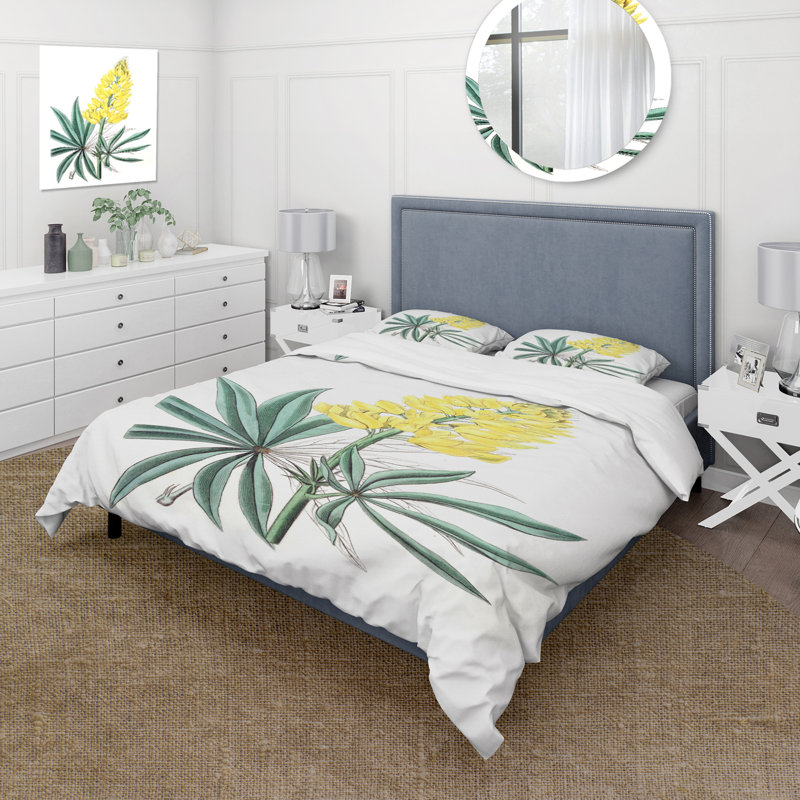 Vintage Yellow Flower I - ensemble de housse de couette traditionnel - microfibre de polyester