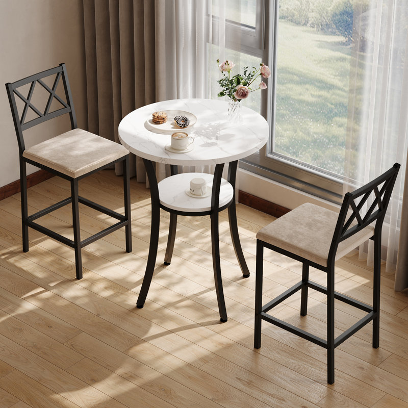 Ensemble bistro 37,98 po H 37 pièces, Marbre blanc, Beige