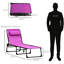 Chaise longue mauve pliable avec siège inclinable à 4 positions, siège respirant et surface respirante