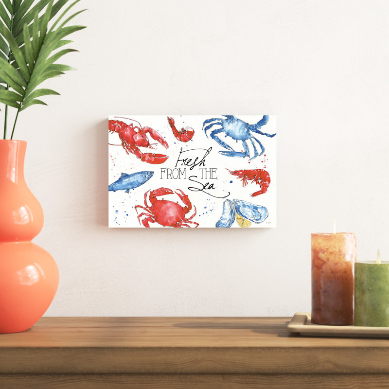 Poisson et fruits de mer I, H 8 po x l 12 po