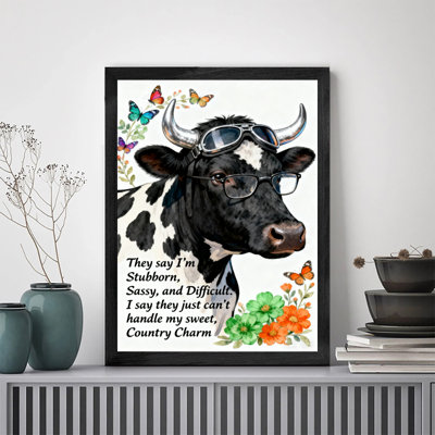 Black Framed Vintage They say I’m Stubborn, Sassy, and Difficult. I say they just can’t handle my sweet, Country Charm Wall Art Retro Style Framed Prints