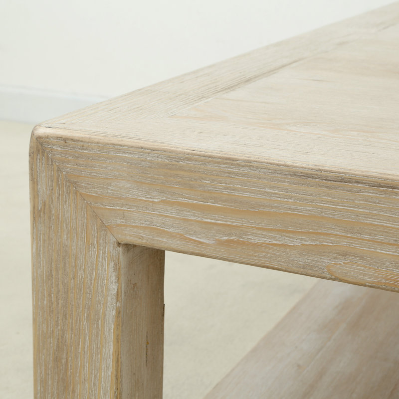 Peking Ming  Square Coffee Table with Weathered Whitewash, 15" x 50" x 50"