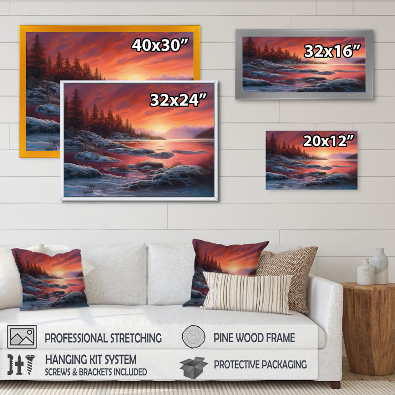 «Pink Hue Lake» sur impression sur toile, Cadre photo noir, H 12 po x l 20 po x P 1 po