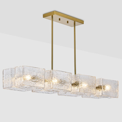 Modern Gold Crystal Chandeliers For Dining Room, Island Light Fixture Over Table,7-light Height Adjustable Hanging Pendant Light Fixtures For Kitchen, Living Room, Bedroom, L39'' X W8.2''