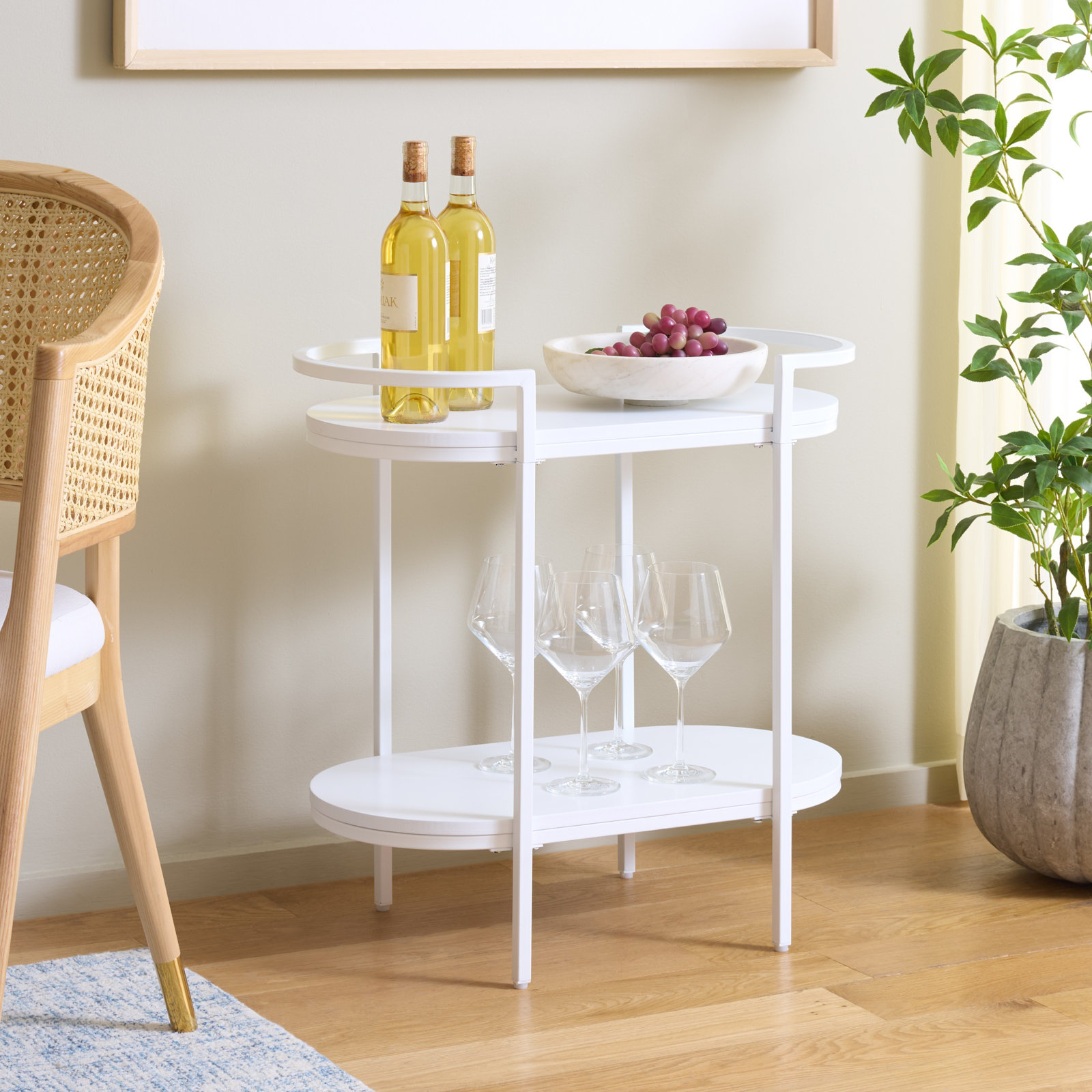 Staccato Metal Bar Cart, White
