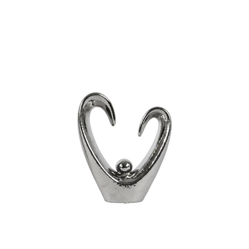 Sculpture coeur ouvert en céramique abstraite ClipperCove, H 13,25 po x l 3,25 po x P 11,25 po, Argent