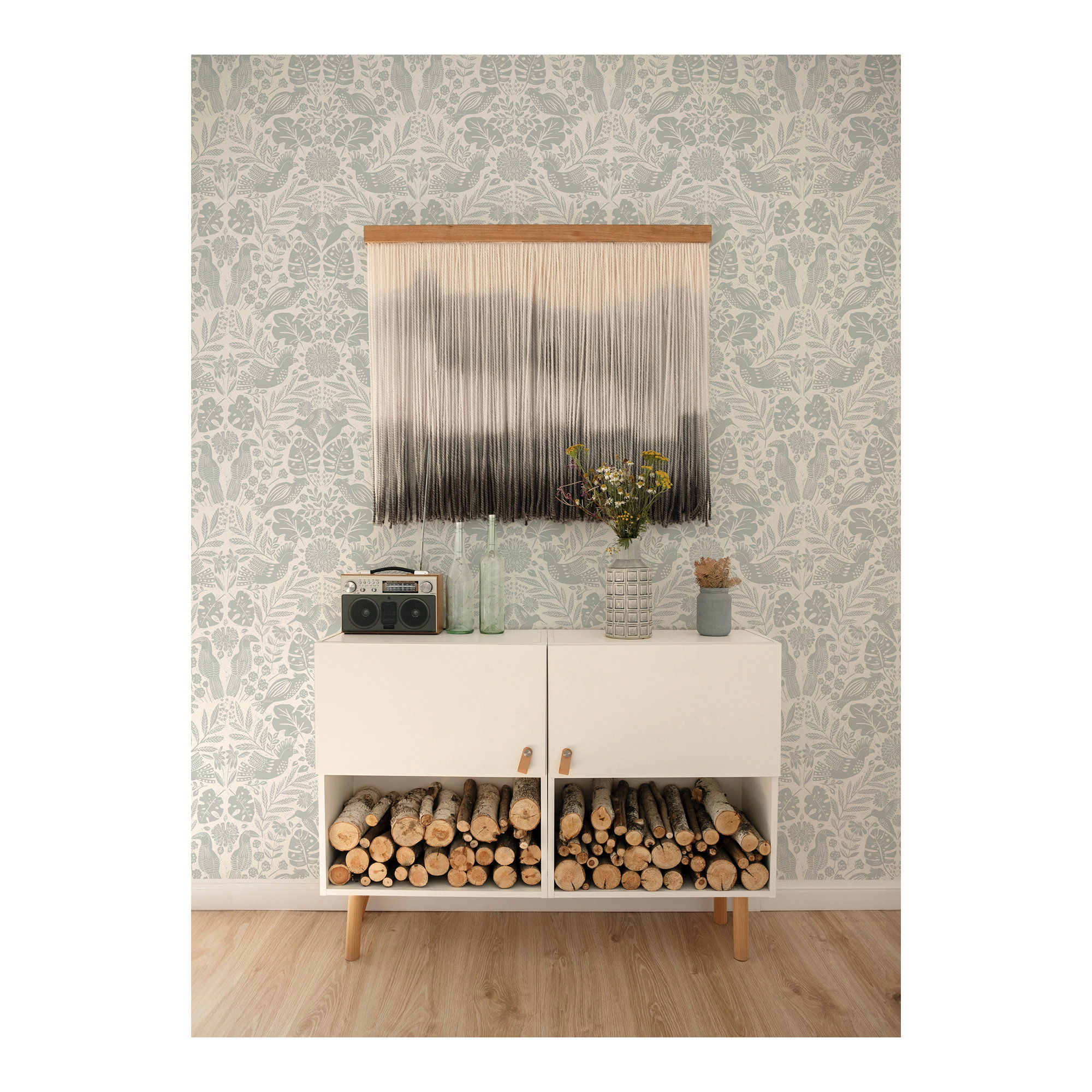 Pomona Floral Wallpaper, Light Gray