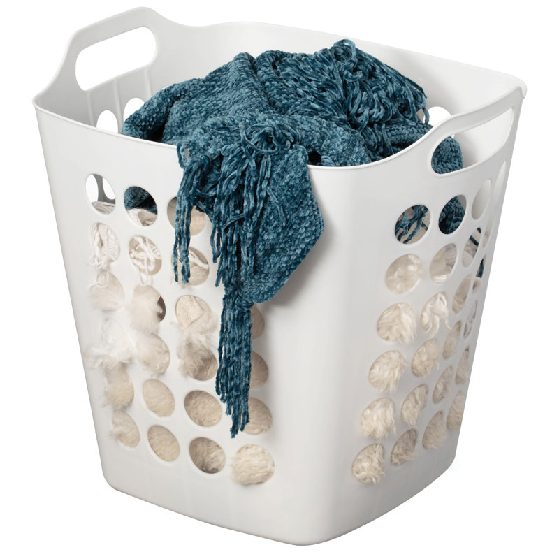 Panier à linge flexible en plastique - Panier de rangement carré avec poignées latérales pour un transport facile - Organisateur polyvalent pour la lessive et le rangement domestique, 50 litres