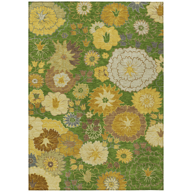 Machine Washable Indoor/Outdoor Emelia ACN2294 Floral Rug, Rectangle 2'6" x 3'10"