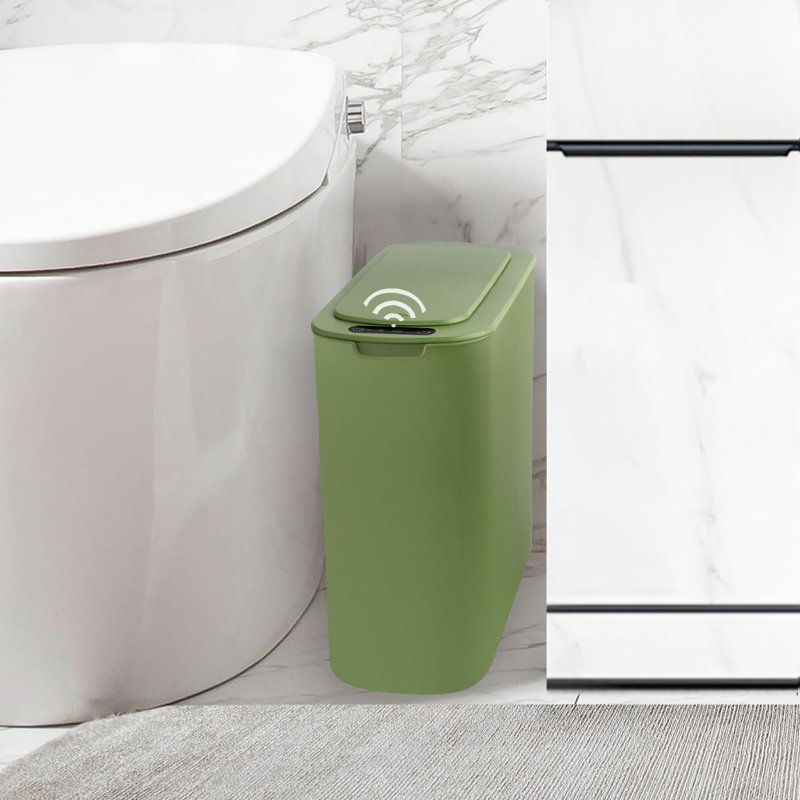 Automatic Motion Sensor Bathroom Trash Can with Lid, 2.6 Gallon, Green