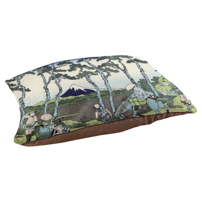 Coussin Burkart Hodogaya sur le tokyo, Moyen (H 14 po x l 42,5 po x P 32,5 po), Bleu / vert