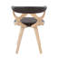 Chaise d'appoint Mid-Century moderne en bois délavé blanc et similicuir brun