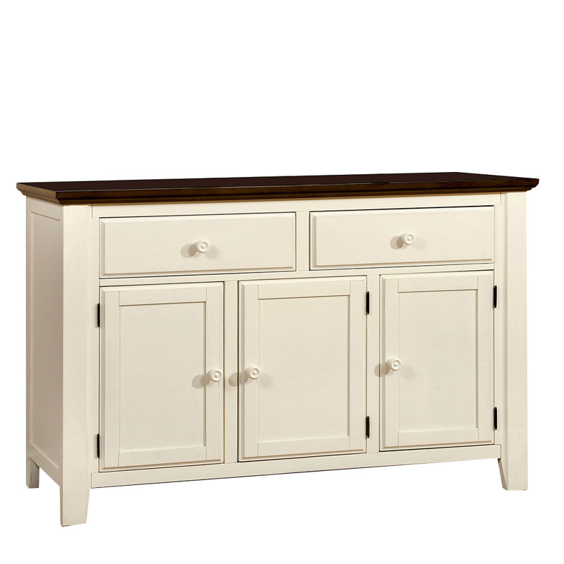 Buffet en bois d'hévéa 2 tiroirs Amparo
