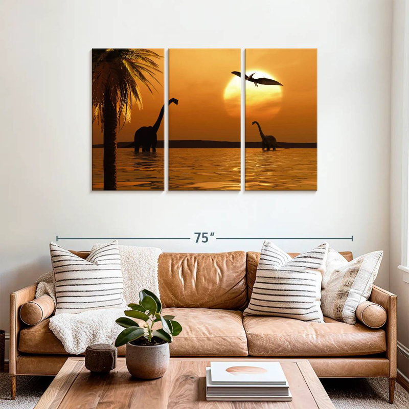 Coucher de soleil sur les dinosaures de Gillard Beach, H 36 po x l 57 po
