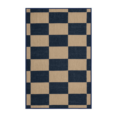 Machine Washable Checkered Gray Area Rug
