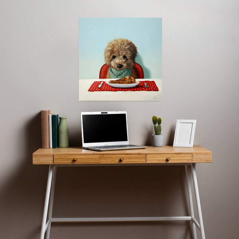 Art contemporain chiot chiot chow, H 18 po x l 18 po