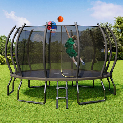 Trampoline d'extérieur de 16 pi avec filet et échelle Albott, trampolines récréatives pour enfants et adultes, cadre à connexion rapide, homologation ASTM
