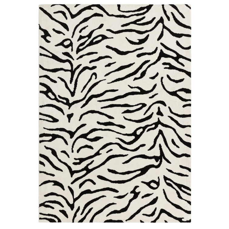 Alaisdair Tiger Animal Print Black/White Rug