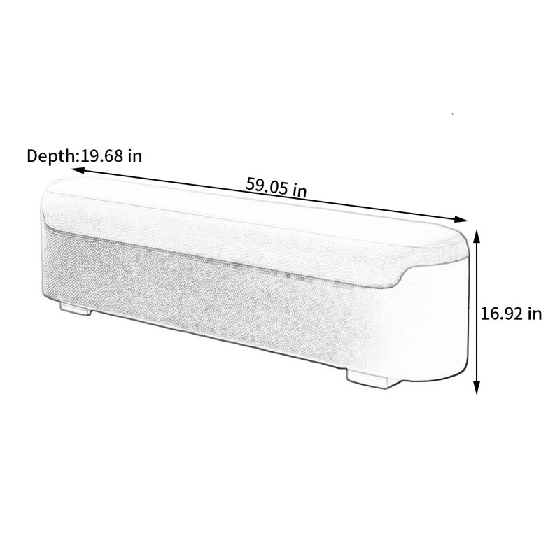 Banc rembourré en cuir Narah,  H 16,92 po x l 59,05 po x P 19,68 po