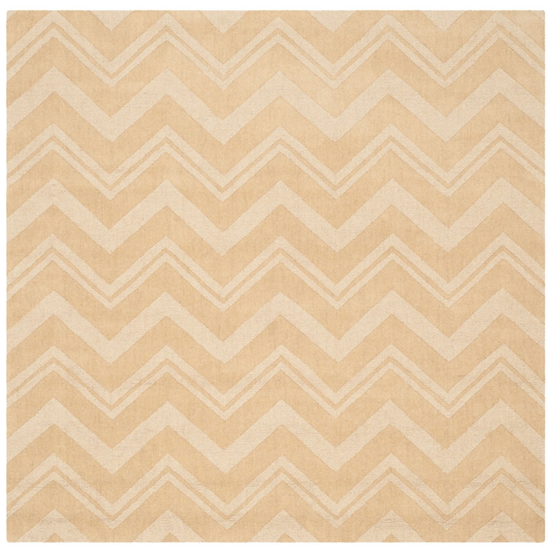 Nishi Hand Loomed Wool Chevron Rug, Square 6'