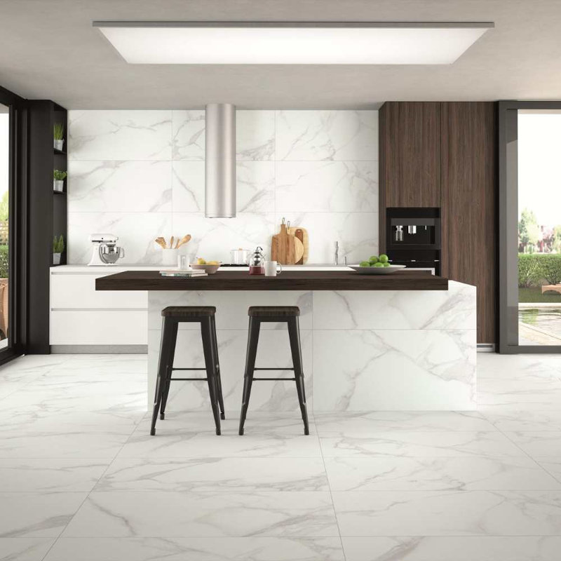 Carreau de porcelaine pour plancher et mur Adacis Pure 24 "x 48" Calacatta