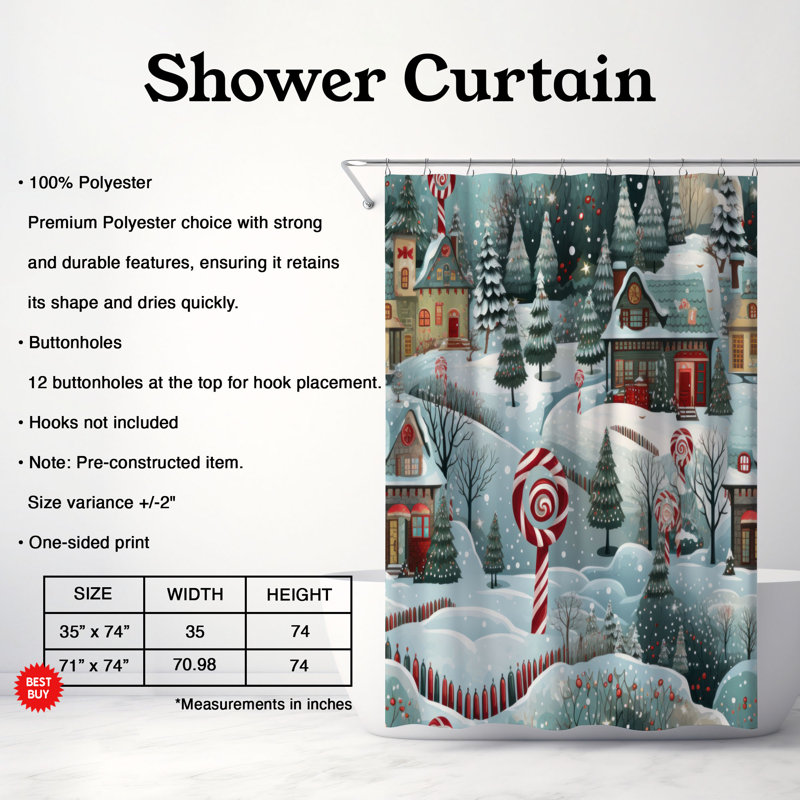 Rideau de douche Candy Cane Path - Premium, H 74 po x l 71 po