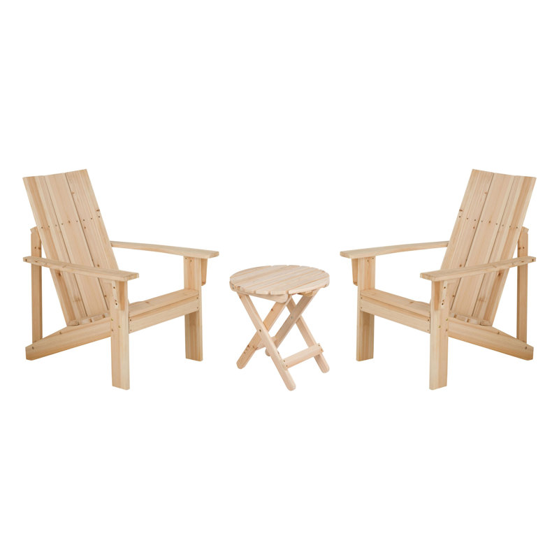 Brently Modern Wood Adirondack Chair with Table