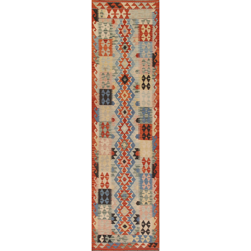 Kilim Reversible Wool Runner Rug 3x13
