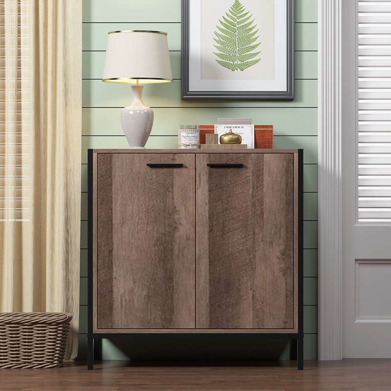 Esteban 2 Door Sideboard Buffet. 80cm Wide. Industrial Style. Black Metal Frame.