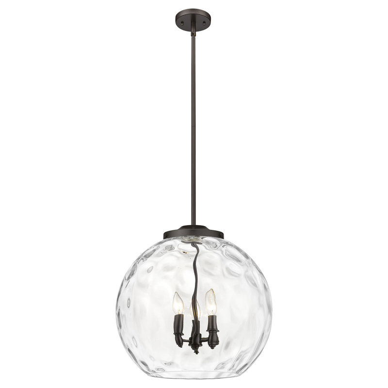 Luminaire suspendu sphère 3 lumières 3 lumières, H 19,5 po x l 17,88 po x P 17,88 po, Bronze frotté à l'huile