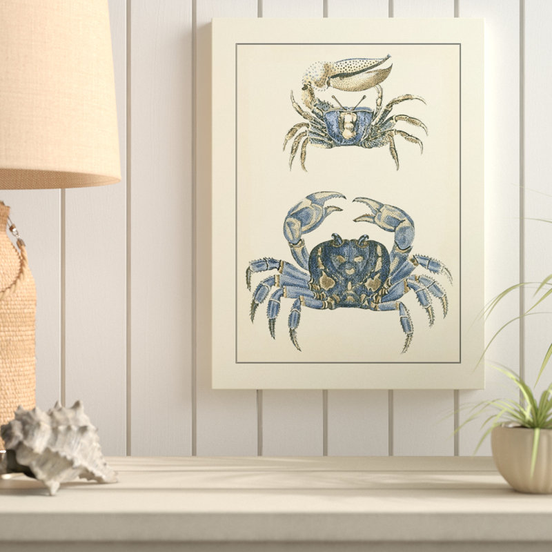 Antique Blue Crabs II by Vision Studio - Wrapped Canvas Graphic Art Print, 19" H x 14" W x 2" D