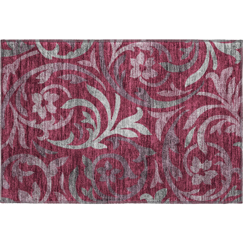 Premium Machine Washable Prisco Garnet Rug, Rectangle 1'8" x 2'6"