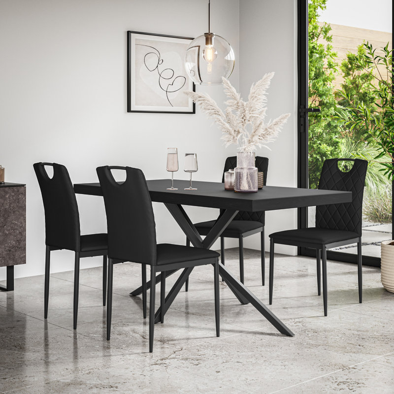Beaudreult 6 - Person Dining Set, Black/Black/Black