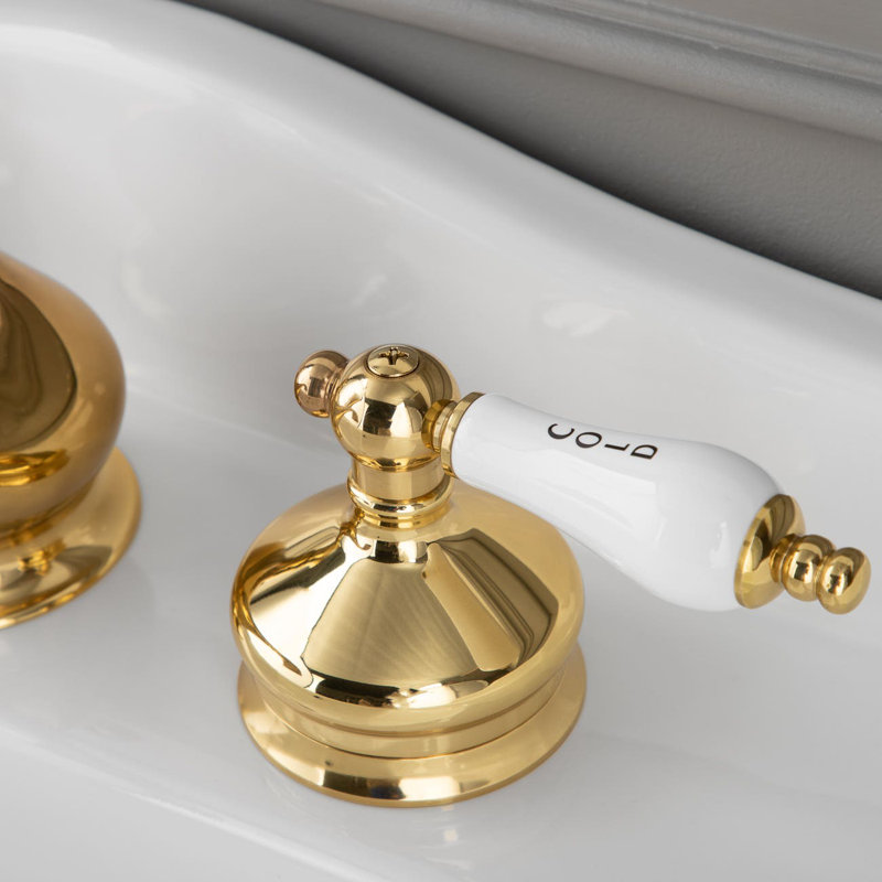 Robinet de lavabo de salle de bain à large entraxe, Or