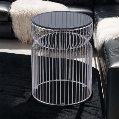 Table basse ronde contemporaine de 30 po avec plateau en verre trempé teinté, table de bout d'une hauteur de 21 po et table d'appoint pour salon CT901 & ET901
