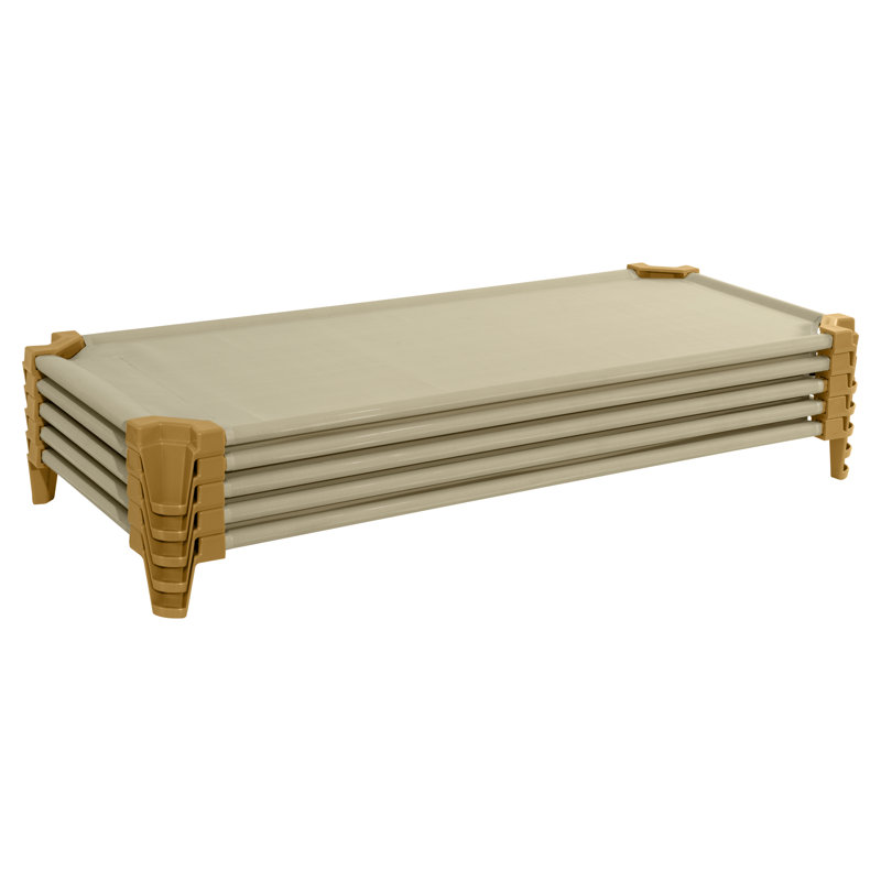 Incredible 40'' Stackable Assembled Kids Cot with Sheets, Toddler, Tan