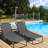 Folding Patio Chair With Canopy, Dark Gray, Reclining Back, Steel Frame For Sunbathing In Beach, Yard, Pool